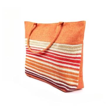 Imagem de Bolsa de Praia Feminina Grande e Estilosa e Perfeita para o Verão,bolsa de palha feminina(WG.10-Laranja)