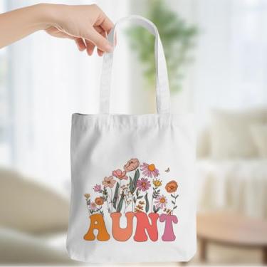 Imagem de Aunt Gifts Auntie Gift Ideas Aunt Canvas Tote Bag Bolsa de Praia Reutilizável Compras Sacolas de Mercearia para Mulheres Tia Aniversário Natal Trabalho Aniversário Amizade