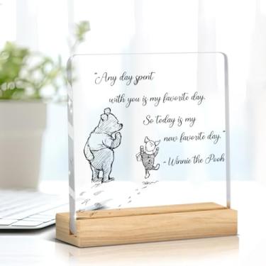 Imagem de Citação clássica do Ursinho Claro Sinal Decorativo de Amizade Presentes para Mulheres Amiga Pooh Placa de Acrílico Casa Quarto Decoração de Mesa