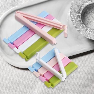 Imagem de 10 peças de clipe de plástico para alimentos, clipes de saco de vedação de design curvo para alimentos, clipes de pão reutilizáveis, clipes para fechar sacos de batata frita, clipes magnéticos para