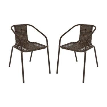 Imagem de Kit 2 Cadeiras De Jardim Junco Sintético Multimóveis Cr8006 Café Mescl