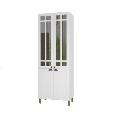 Imagem de Paneleiro 4 Portas Com Vidros Reflecta Firenze Branco Indekes Branco