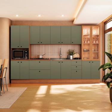 Imagem de Cozinha Modulada Pixel Kappesberg 100% Mdp Canela-verde Frevo 340cm