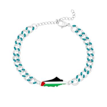 Imagem de Oneress Pulseira feminina Palestina - Corrente ajustável esmaltada, pulseira artesanal de solidariedade e patrimônio cultural, presente para ativista YA5881, Handmade Solidarity Jewelry, Aço