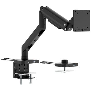 Imagem de Mount-It! Suporte de mesa para monitor resistente para monitores de 49 polegadas e ultralargos, mola a gás de movimento total, suporta 20 kg | Inclinar, girar e girar | VESA 75 e 100 | Base de