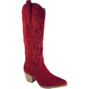 Imagem de ARIDER Botas femininas femininas Hanan 38 cm de altura do joelho, salto alto e bico cortado, Camurça vermelha, 8