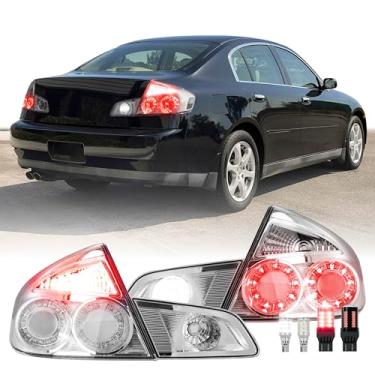 Imagem de Luz traseira USR 03-06 VQ 4D – com 4 lâmpadas LED (esquerda + direita) par - compatível com Infiniti G35 Sedan 2003-2006 4 portas todos os modelos/acabamentos (luzes de cauda sem fio com chicote de