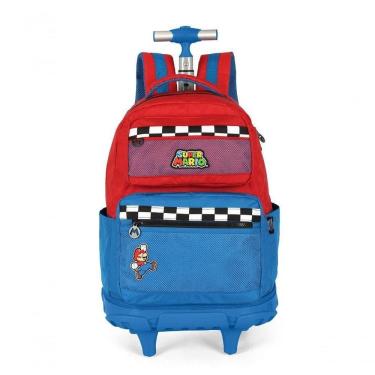 Imagem de Mochila Com Rodas Mario Bros Azul - Unico Azul