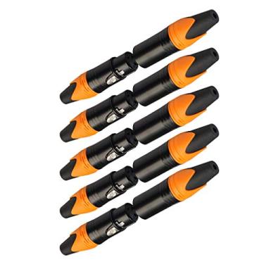 Imagem de Xiaojikuaipao Alto-falante de microfone XLR profissional de 3 pinos macho + conector fêmea -, estrutura de liga resistente - 5 pares para cabos personalizados e equipamentos de áudio - laranja