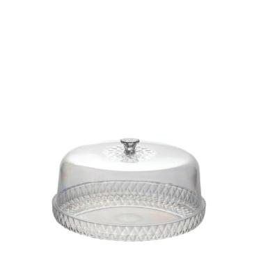 Imagem de Porta Bolo Com Tampa 14 cm X 26 cm Cristal Acrílico Fruteira Petisqueira Saladeira (INCOLOR (TRANSPARENTE))