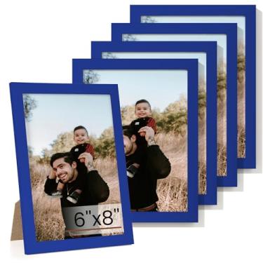 Imagem de Heimlove Conjunto de 5 porta-retratos 15,2 x 20,3 cm, molduras azuis para galeria de parede 15,2 x 20,3 cm, colagem de parede ou mesa para documento de certificado