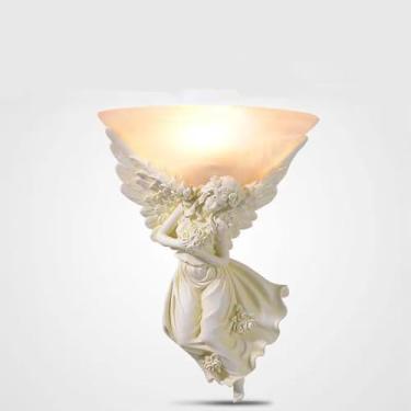 Imagem de Luminária de parede em forma de anjo, estilo contemporâneo, com LED, design criativo americano, ideal para sala de estar, quarto, escritório, casa de campo, hotel, quarto infantil, café, res