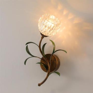Imagem de Luminária de parede LED americana em formato de flor, estilo pastoral francês, criativa, para sala de estar, quarto, corredor, casa de campo (CA 1 lâmpada, 1 peça)