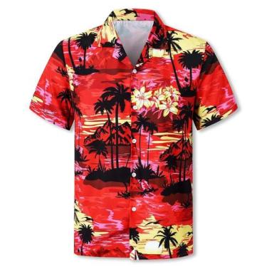 Imagem de Camisa Cromoncent Boys Hawaiian de manga curta 100% poliéster