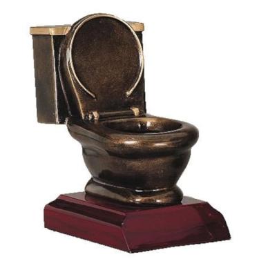 Imagem de Troféu de vaso sanitário - Prêmio Last Place Loser - 12 cm de altura | Prêmio Golden Throne - Placa gravada a pedido - Decade Awards