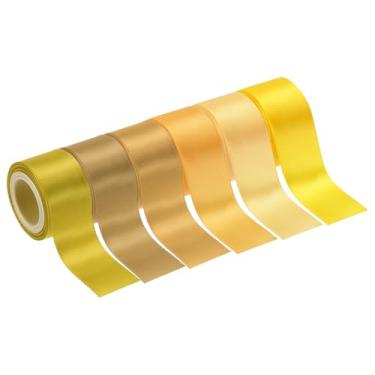 Imagem de PATIKIL Fita de cetim sólida de 3,5 cm x 30 metros, 6 peças de rolo de fita de tecido de poliéster face única para embrulho de presente, casamento, aniversário, buquê, laços de cabelo, decoração DIY