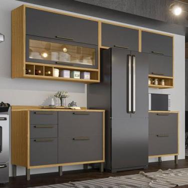 Imagem de Armário de Cozinha Modulada com Balcão e Tampo 8 Portas 4 Gavetas ágat