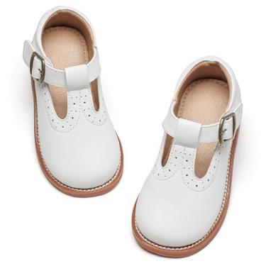 Imagem de Otter MOMO Sapatos Oxford para meninas pequenas Mary Jane sem cadarço uniforme escolar sapato social de festa, D730-branco, 16