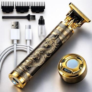Imagem de Máquina de Cortar Cabelo Dragão – Profissional, Recarregável USB, Lâmina Aço Inoxidável, 4 Pentes de Corte, 1200mAh, Aparador de Barba e Cabelo
