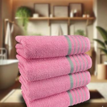 Imagem de Toalha de Banho Gigante 75x150cm 100% Algodão Felpuda e Macia – Alta Absorção (Rosa,01 Toalha)