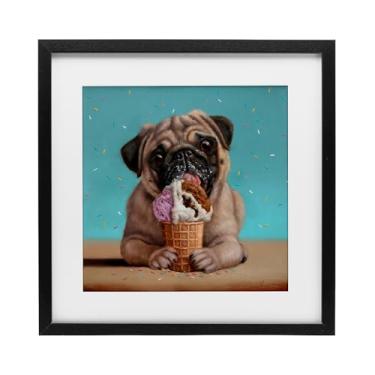 Imagem de Stupell Industries Impressão emoldurada Neapawlitan Ice Cream & Dog Black Under Glass, design de Lucia Heffernan, 13 x 13