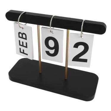 Imagem de Calendário de Mesa de Madeira Vintage Perpétuo Flip Calendário Grande Exibição Decoração de Mesa Calendário para Escritório Em Casa Dobrável Reutilizável (#1)