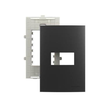 Imagem de Placa Com Suporte Margirius Sleek Colors 4x2 Para 1 Módulo Horizontal Grafite