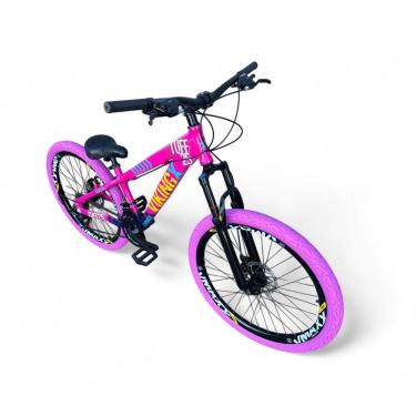 Imagem de Bicicleta Aro 26 Vikingx Tuff X25 Freeride Câmbios Shimano 21v Freio A Disco Aros Vmaxx Pneu Flame - Rosa-azul
