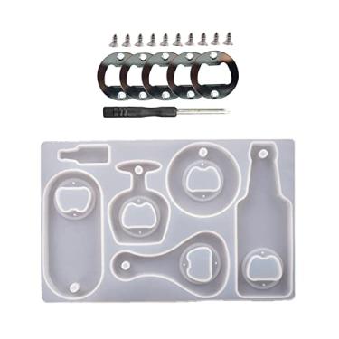 Imagem de barenx Chave inglesa de cerveja com molde de silicone epóxi de resina de cristal DIY saca-rolhas - Conjunto A
