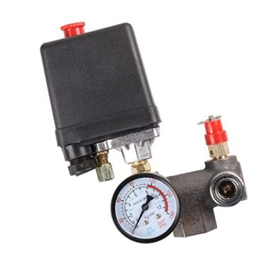 Imagem de barenx Interruptor de pressão do compressor de ar 90~120PSI alívio do medidor do regulador de ar - Rosca interna de 20 mm com interruptor