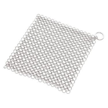 Imagem de Baoblaze Limpador de ferro fundido, esfregão de cota de malha, esfregão de aço inoxidável, portátil e versátil para panelas, bules e grelhas de ferro fundido, 5x5 Inch