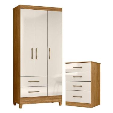 Imagem de Guarda Roupa Solteiro Lima E Cômoda Ms913 Freijó Off White - Moval