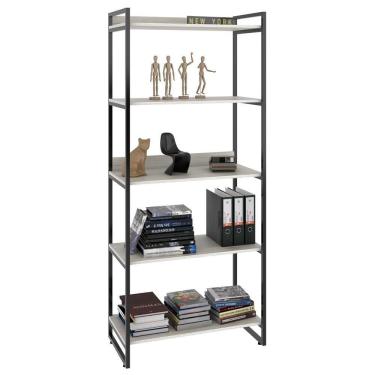 Imagem de Estante Livreiro Prisma Estilo Industrial 80cm 5 Prateleiras C08 Snow - Mpozenato