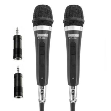 Imagem de Microfone Profissional Tomate com Adaptador de Áudio - 2 Unidades