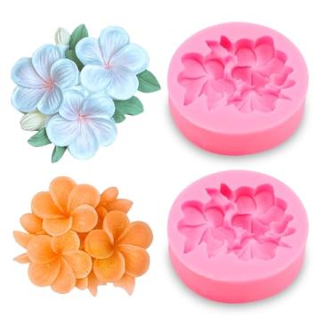 Imagem de 2 peças de molde de flor de silicone rosa, molde de vela de resina de flores fofas para velas aromáticas, moldes de sabão de silicone de flores 3D para artesanato de resina de cera de abelha de cera
