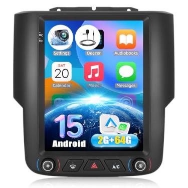 Imagem de 2G + 64G Android 15 estéreo para carro Dodge RAM 1500 2500 3500 2013-2018 (para Auto AC) com carro sem fio Carplay Android Auto, tela sensível ao toque de 24.6 cm rádio veicular com GPS/WiFi