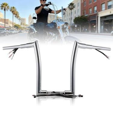 Imagem de TIGERSGATE Cabides de macaco pré-cabeados de 35.6 cm Fat Softail Mercenary Handlebars & Kit de cabos para Harley Softail 2016 e posteriores e DYNA Low Rider S 2016-2017