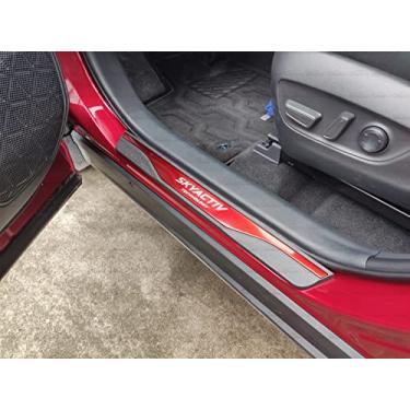 Imagem de Protetor de entrada de porta de carro, aço inoxidável com capa protetora de peitoril de porta de plástico, para Mazda CX-30 CX30 2022 painéis de chute placa de proteção de limiar, proteção de