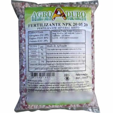 Imagem de Fertilizante Npk 20 05 20 - 1kg P/ Seu Jardim Frutiferas - AGROADUBO
