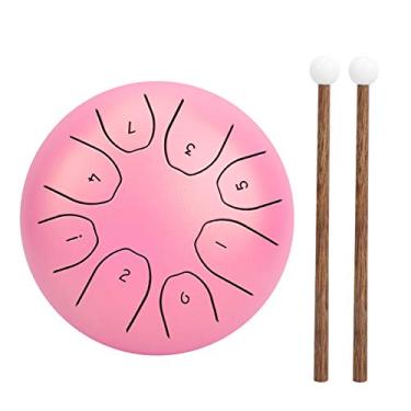 Imagem de Generic Bolsa de Tambor Handpan de Língua de Aço, Mini Tambor Etéreo Com Pés de Borracha, para Entusiastas Musicais, Material de Aço Carbono (Róseo)
