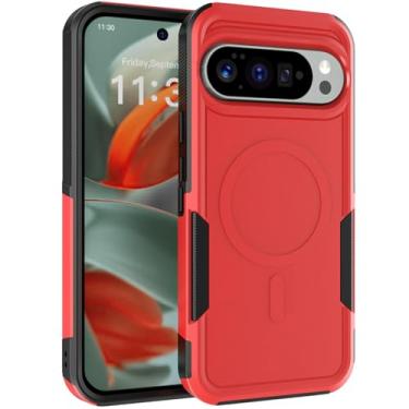 Imagem de Projetada para Google Pixel 10 Pro XL, capa 2 em 1 de grau militar, resistente, à prova de choque, capa protetora para celular Pixel 10 Pro XL (vermelha)