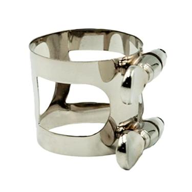 Imagem de barenx Clipe de ligadura de saxofone tenor alto soprano prata para peças de substituição de saxofone - prata, soprano