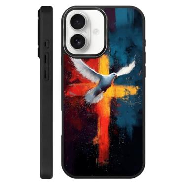 Imagem de Zhhoya Capa para iPhone 17, estampa de pomba branca cruzada preta compatível com MagSafe capa rígida protetora para mulheres, homens, meninos e meninas