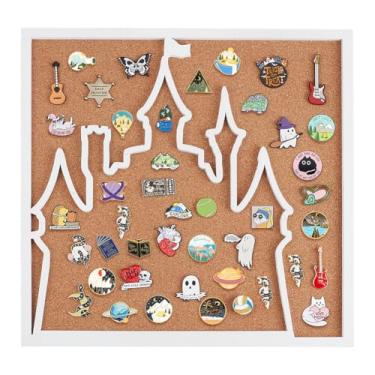 Imagem de BENECREAT Quadro quadrado de pinos de castelo, quadro de exibição de boletins de 30 x 30 cm, placa de cortiça montada na parede de 2 cm de espessura para broche, armazenamento, escritório, casa