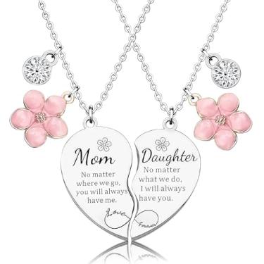 Imagem de KASTANNY Conjunto de colares para mãe e filha coração com rosa Blommor Och Vita imitação diamante - conjunto de colares combinando, joias sentimentais para mãe e filha para mulheres, presentes ideais