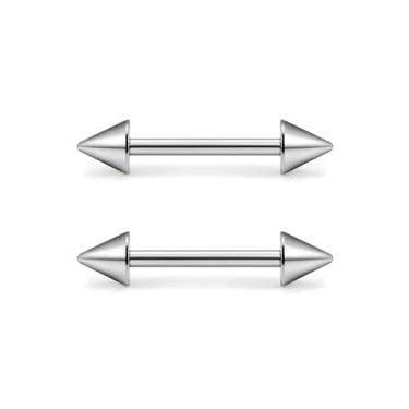 Imagem de Ruifan ASTM F136 Piercing de mamilo de titânio roscado externamente anel de barra anel de língua piercing de mamilo corpo reto joias para mulheres homens 14G 12 mm 14 mm 16 mm 6 peças