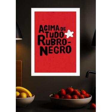 Imagem de Quadro Flamengo Manto com Vidro e Moldura Branca Tam:A4 - Spark Loja