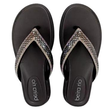 Imagem de Chinelo Beira Rio Plataforma Casual Comfort  Strass Feminina Preta 341
