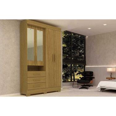 Imagem de Guarda Roupa 4 Portas (2 C/ Espelho) E 3 Gavetas Débora Cinamomo - Acp