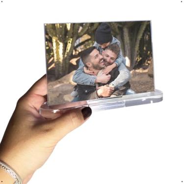 Imagem de Porta Retrato 10x15 Acrílico Transparente Luxo com Base Fixa – Suporte para 2 Fotos, Design Moderno e Elegante